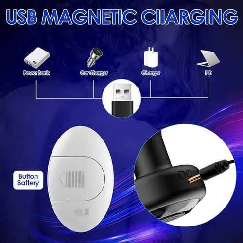 Plug-in Vibrator with Remote Control – 10 Vibration Modes, Rechargeable, Waterproof Silicone Connector, Prostate Massager for Men and Women with LED Light, Black
