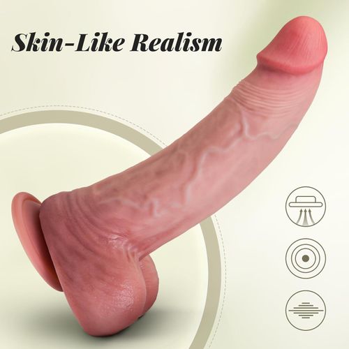 Kstert Realistic Dildo – 8.8 Large Upgraded Dual-Layer Liquid Silicone Toy with Lifelike Skin Feel, Strong Suction Cup, Hands-Free  Strap-On Compatible Design for Women & Couples (Flesh)