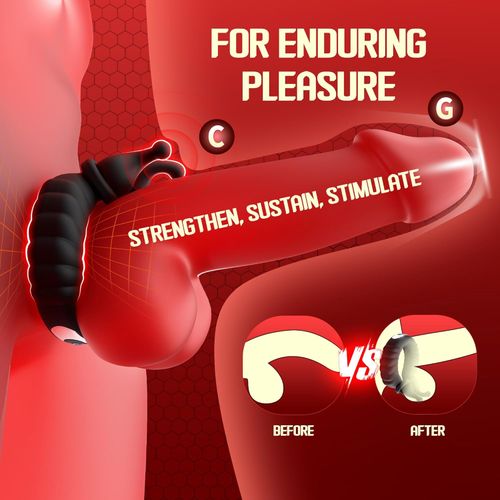 Vibrating Cock Ring Adult Sex Toys for Men, 10 Vibrating Modes Penis Ring Vibrator with Clitoral Stimulator, Male Sex Toy with Ring Clasp, Couple Sex Toys Adult Toys for Men and Women
