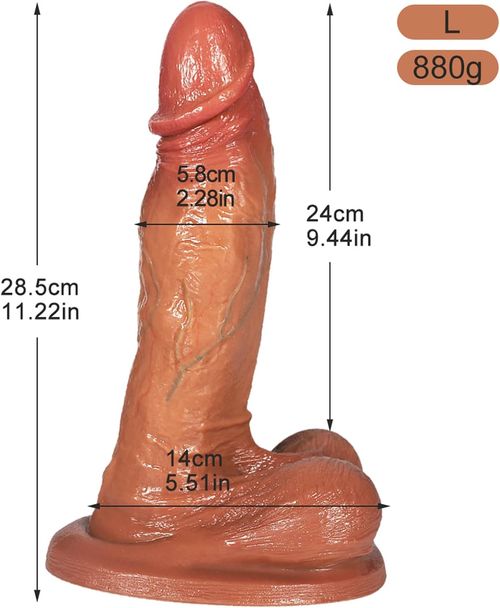 Huge Realistic Dildo Male Silicone Penis Adult Sex Toy: Suction Cup Dildo Butt Plug for Women, Extra Long Penis for Couples (L)