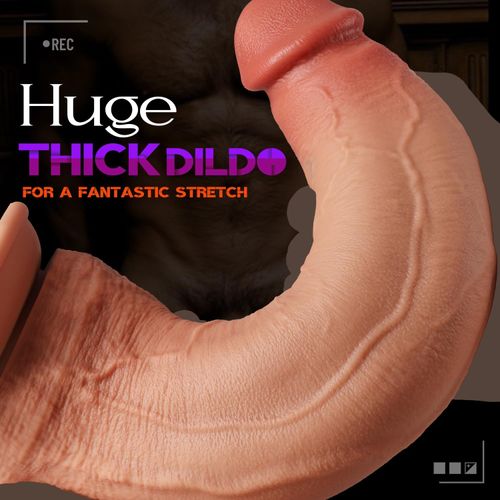 A massive, realistic dildo measuring 11.8 inches in length and 2.28 inches in width.