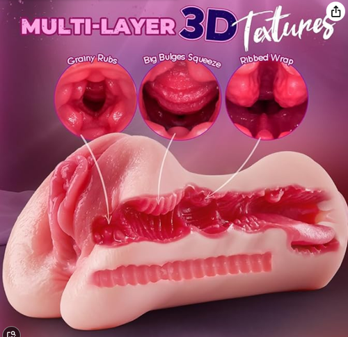 3 in 1 Pocket Pussy Male Masturbator with Mouth, Sex Doll with 3D Realistic Textured Real Oral Vagina and Tight Anus, Masturbation Blowjob Stroker Adult Sex Toys for Men Pleasure