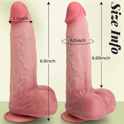 Kstert Realistic Dildo – 8.8 Large Upgraded Dual-Layer Liquid Silicone Toy with Lifelike Skin Feel, Strong Suction Cup, Hands-Free  Strap-On Compatible Design for Women & Couples (Flesh)