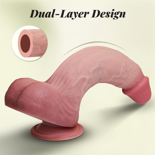 Kstert Realistic Dildo – 8.8 Large Upgraded Dual-Layer Liquid Silicone Toy with Lifelike Skin Feel, Strong Suction Cup, Hands-Free  Strap-On Compatible Design for Women & Couples (Flesh)