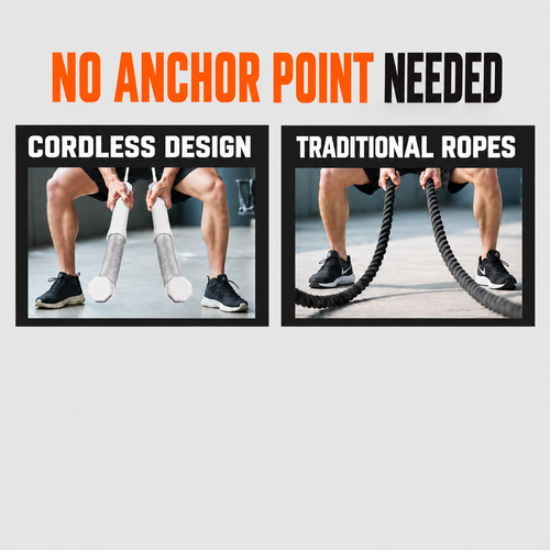 Cordless Spring Training Ropes - Grey Pair