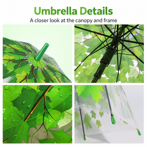 Transparent Maple-Leaf Umbrella - Green or Blue