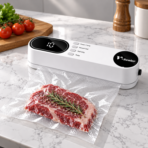 White Vacuum Sealer with Digital Display