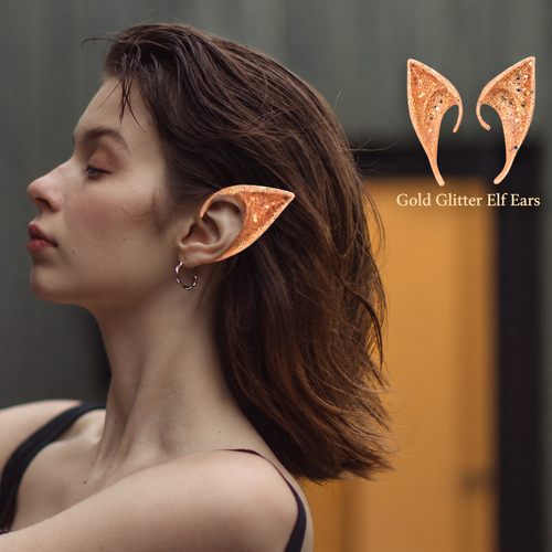 Gold Glitter Elf Ear Costume Extensions - Pair