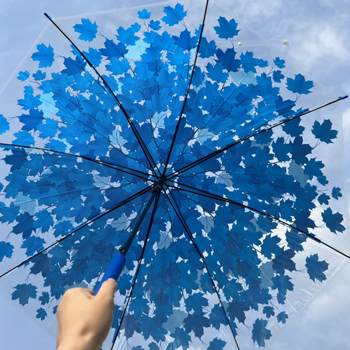 Transparent Maple-Leaf Umbrella - Green or Blue