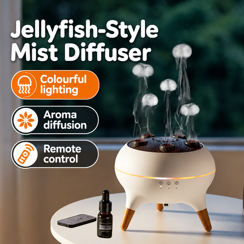 Jellyfish-Style Mist Diffuser - White, EU Plug