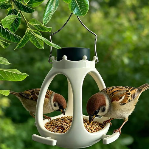 Hanging Garden Bird Feeder - Cream and Black