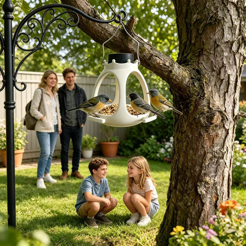 Hanging Garden Bird Feeder - Cream and Black