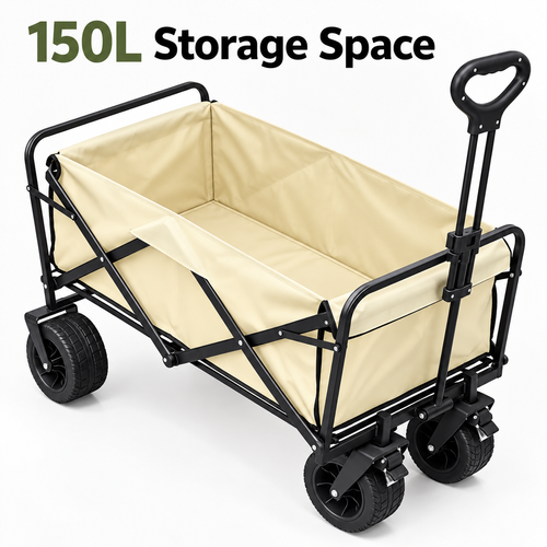 150L Folding Camping Wagon - Khaki