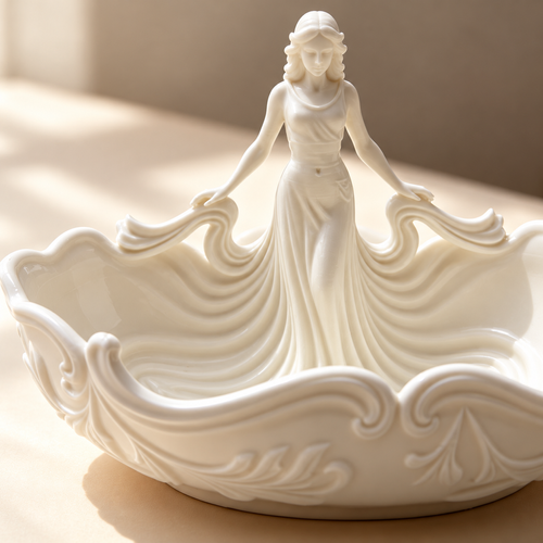 Sculpted Lady Jewellery Storage Tray - White, 18 cm