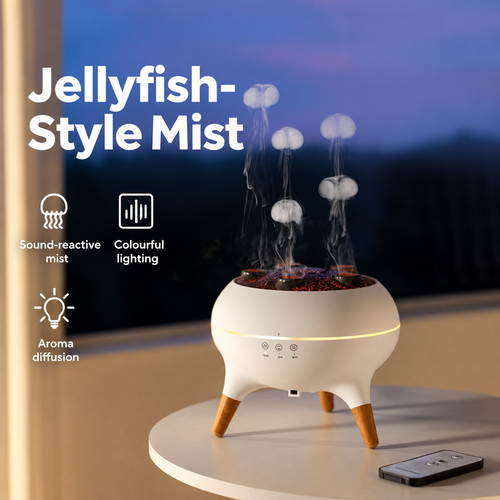 Jellyfish-Style Mist Diffuser - White, EU Plug