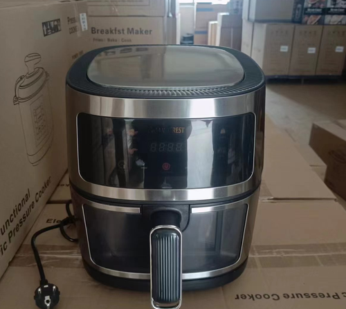 8L Air Fryer with Viewing Window - Black and Steel