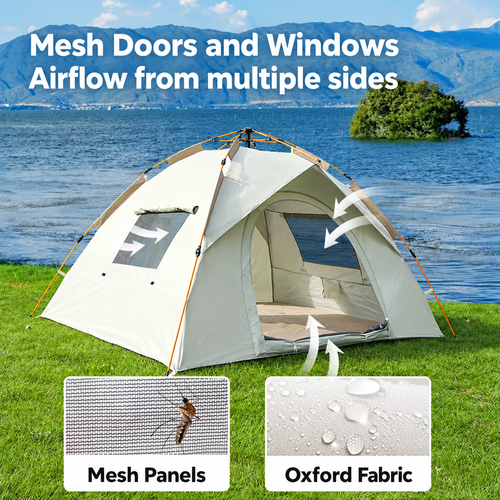 Quick-Opening Camping Tent - Silver, 220 x 200 x 145 cm