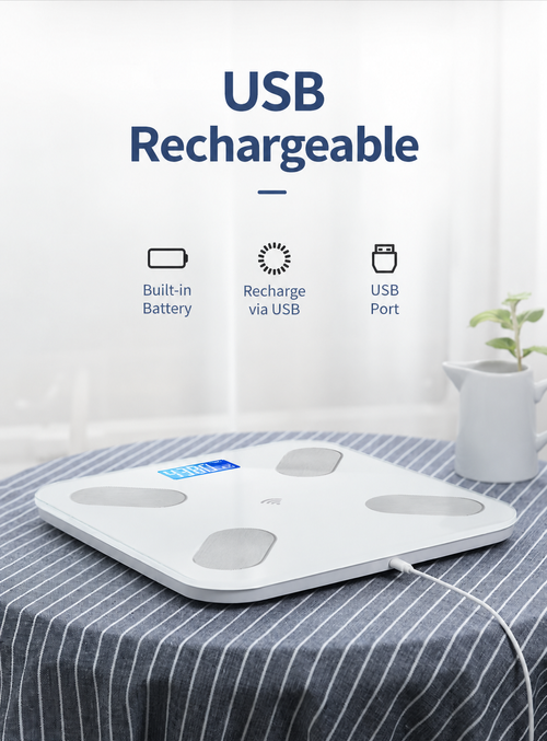 USB Rechargeable Body Composition Scale - White
