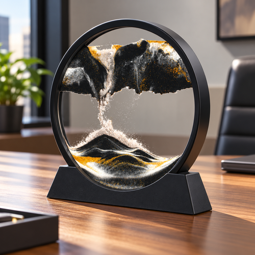 Round Moving Sand Art - Black Frame, 27 x 25 cm