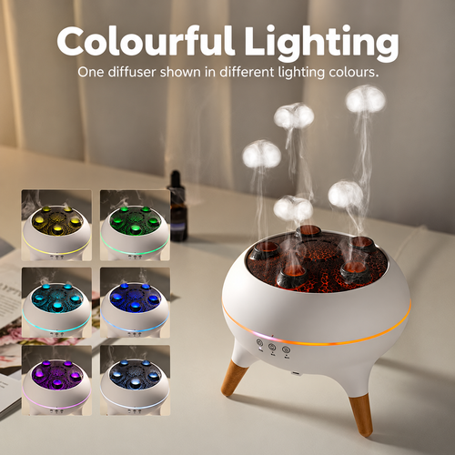Jellyfish-Style Mist Diffuser - White, EU Plug