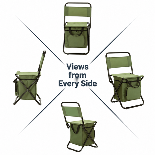 Folding Fishing Chair with Storage Bag - Green
