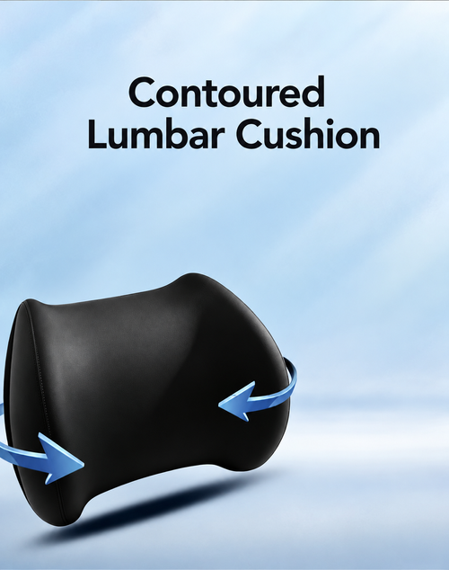 Car Headrest and Lumbar Cushion Set - Black