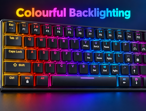 Wireless Blue-Switch Keyboard with Colourful Backlighting - Black
