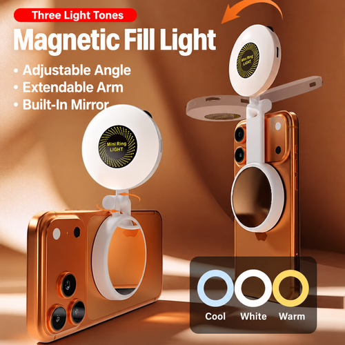 Magnetic Selfie Fill Light with Mirror - Three Light Tones