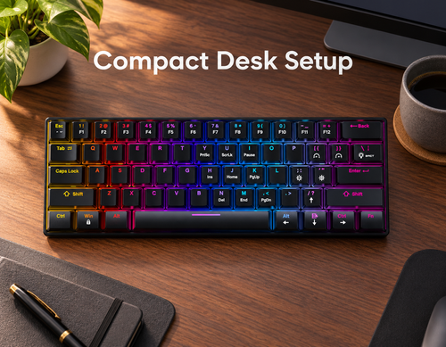 Wireless Blue-Switch Keyboard with Colourful Backlighting - Black