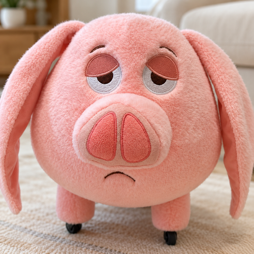 Pink Pig Rolling Stool