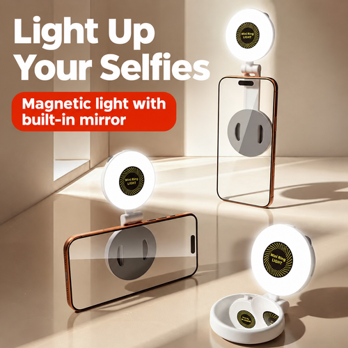 Magnetic Selfie Fill Light with Mirror - Three Light Tones