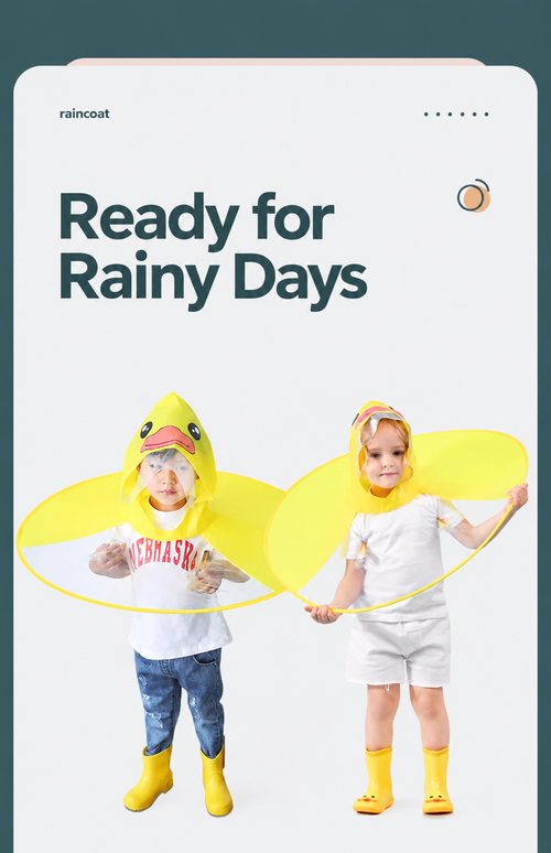 Yellow Duck Cape-Style Raincoat for Kids