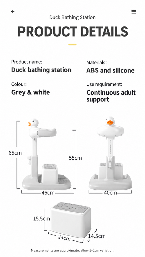 Duck Bathing Support Station with Stool - Grey and White