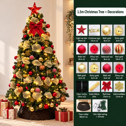 1.5m Christmas Tree Decoration Set
