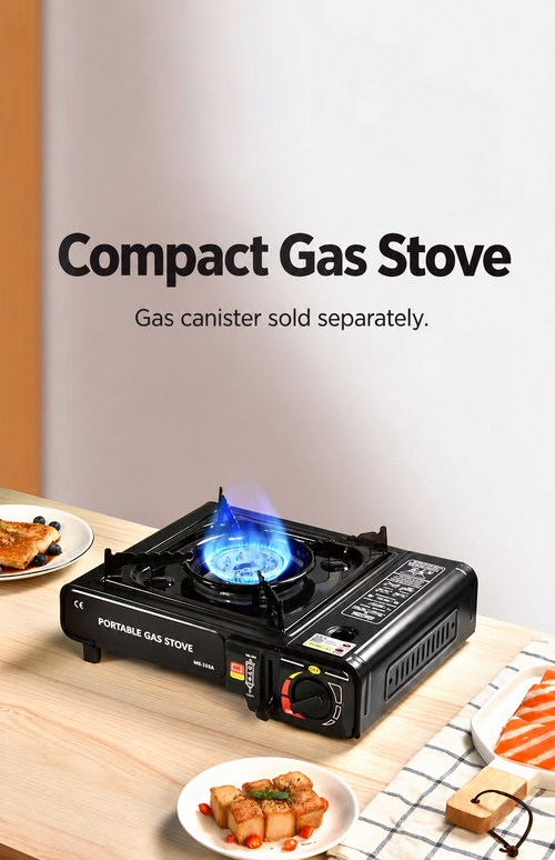 Portable Gas Stove - Black, 2900W, Gas Canister Not Included