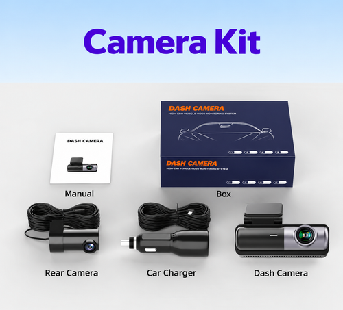 Front and Rear Dash Camera with 64GB Card