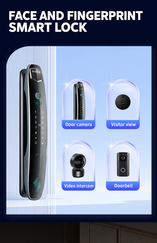 CS7 Face and Fingerprint Smart Door Lock with Video Intercom
