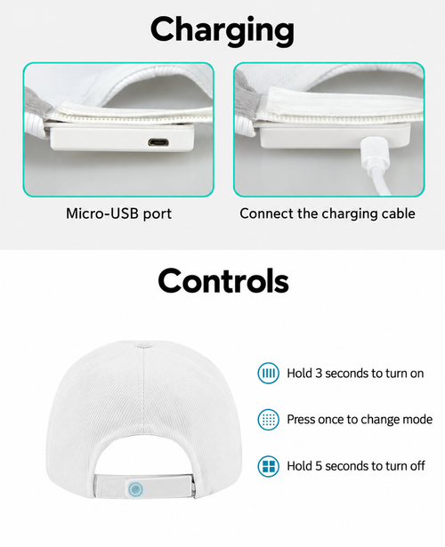 Rechargeable Light-Up Cap - White or Black