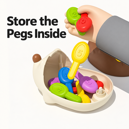 Hedgehog Colour and Number Peg Toy