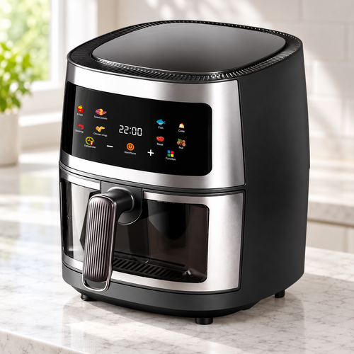 8L Air Fryer with Viewing Window - Black and Steel