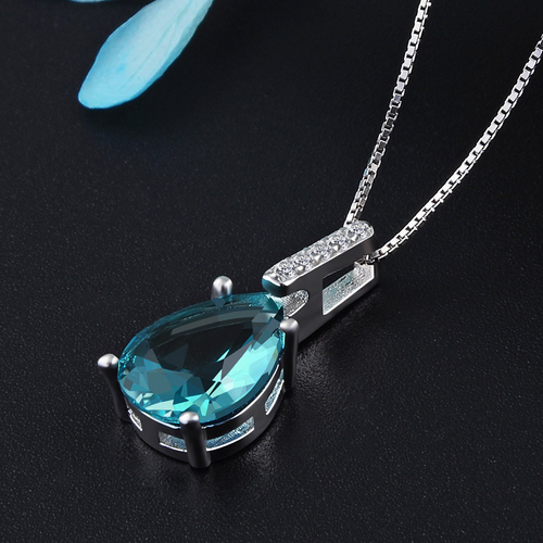 Blue Teardrop Pendant Necklace - 45 cm
