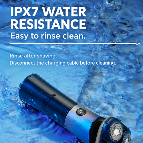 Blue Magnetic Rotary Shaver with 3 Grooming Attachments