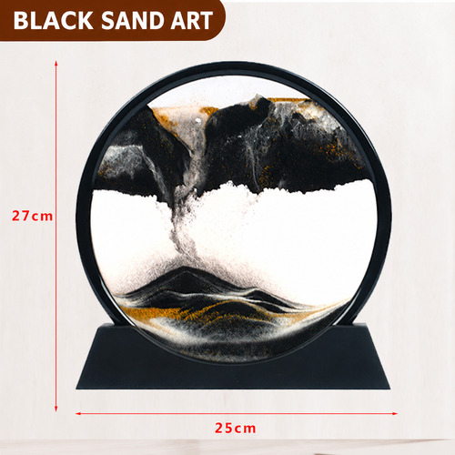 Round Moving Sand Art - Black Frame, 27 x 25 cm