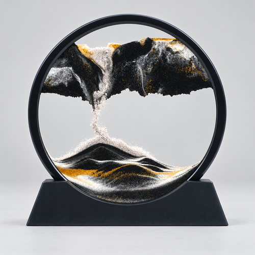 Round Moving Sand Art - Black Frame, 27 x 25 cm