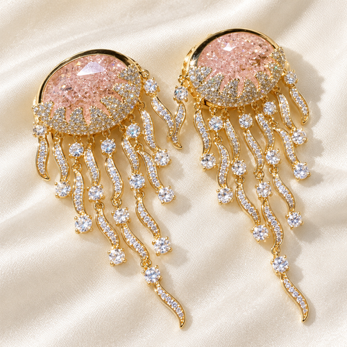 Jellyfish Tassel Statement Earrings
