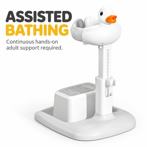 Duck Bathing Support Station with Stool - Grey and White