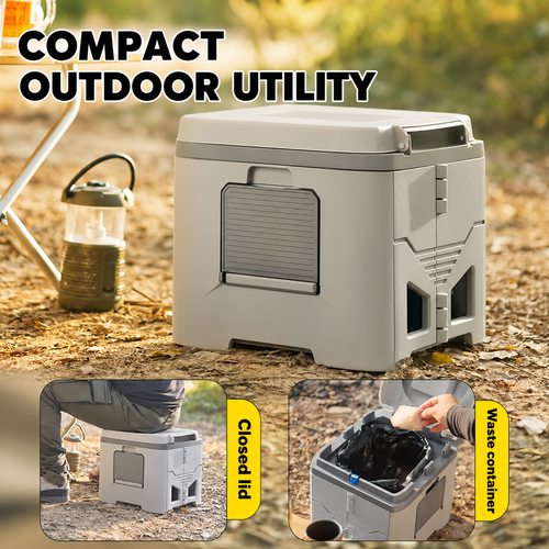 Foldable Portable Camping Toilet - Grey