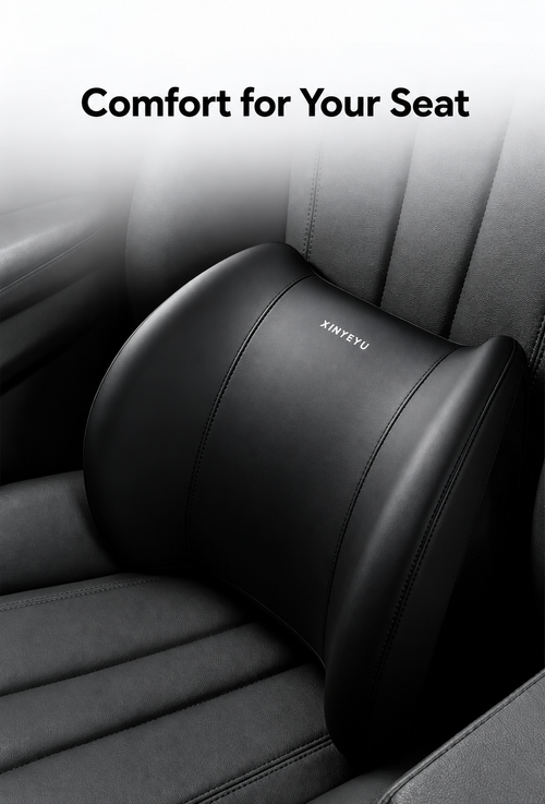 Car Headrest and Lumbar Cushion Set - Black