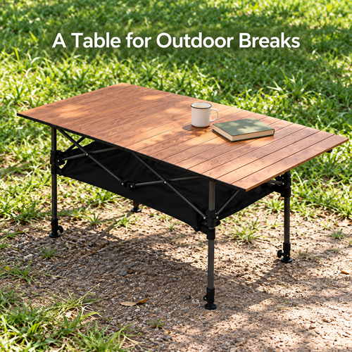 Woodgrain Folding Camping Table - 120 x 55 cm