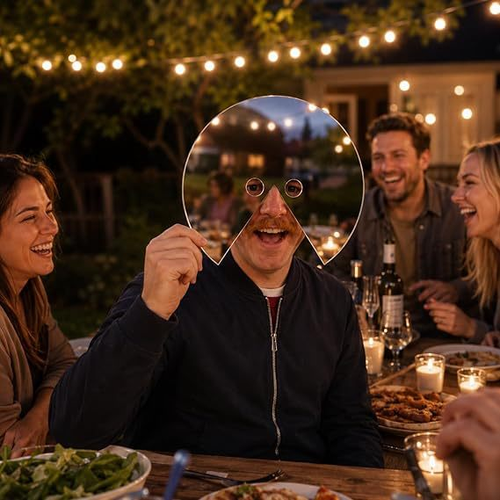 Reflective Acrylic Face Mask Photo Prop